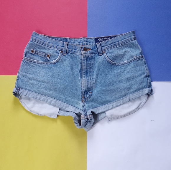 Womens Eddie Bauer Short Pleated Denim 